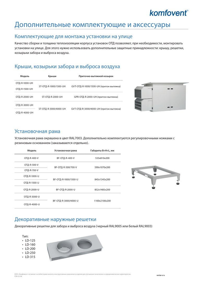 Рама монтажная Komfovent BF-ОТД-R-500/700-V