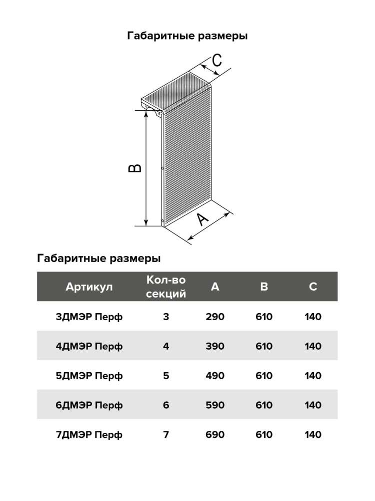 Экран радиаторный ДМЭР, перфорированный, 7 секций, EVECS