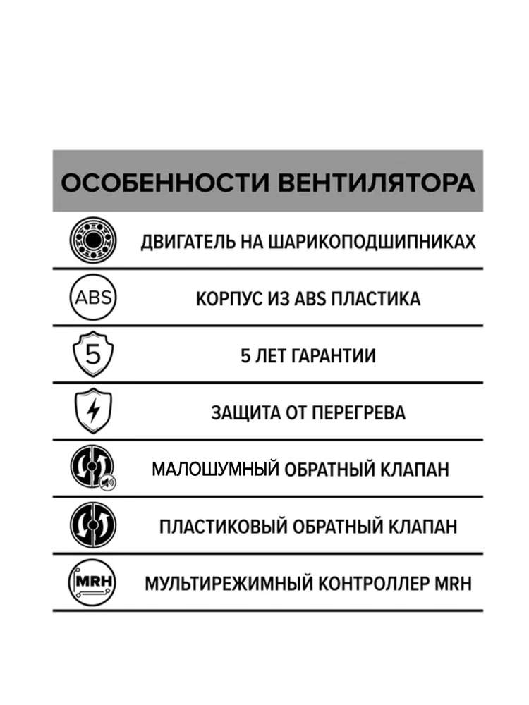 Вентилятор накладной RIO D125 обратный клапан MRH DICITI