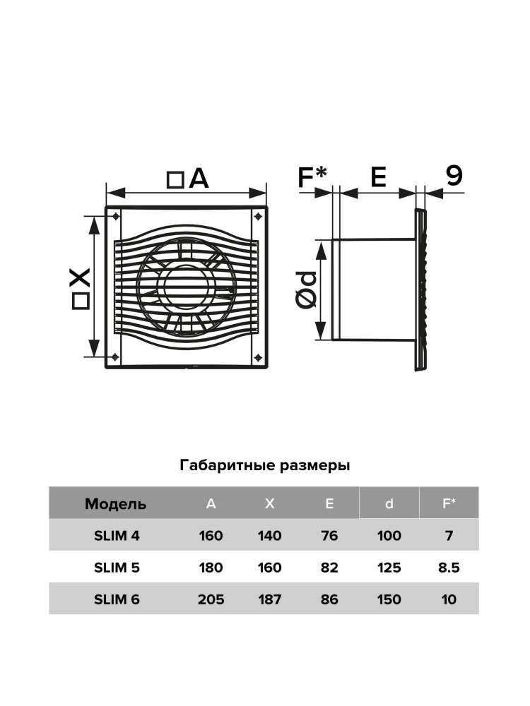 Вентилятор накладной SLIM D100 обратный клапан MRH DICITI